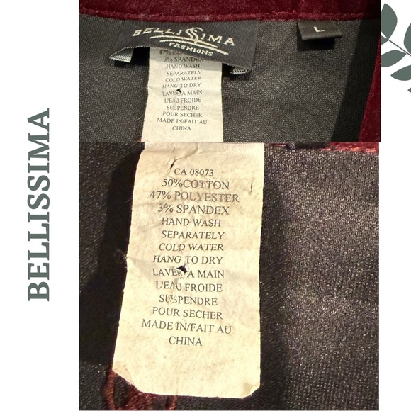 BELLISSIMA Burgundy Velvet Blazer Jacket Rhinestone Buttons– Size Large - Picture 7 of 7